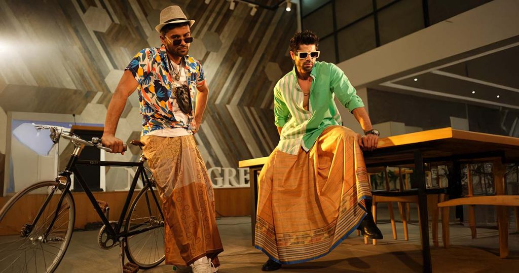 Bangladeshi men wearing traditional outfit with lungi showcasing cultural heritage